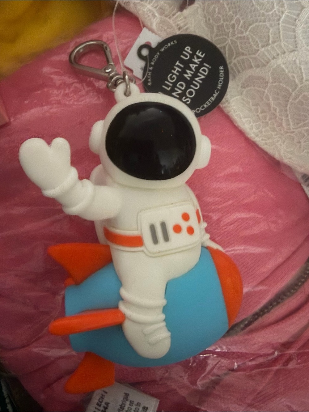 Bath & Bodyworks astronaut working hand sanitizer holder nwt light up sound